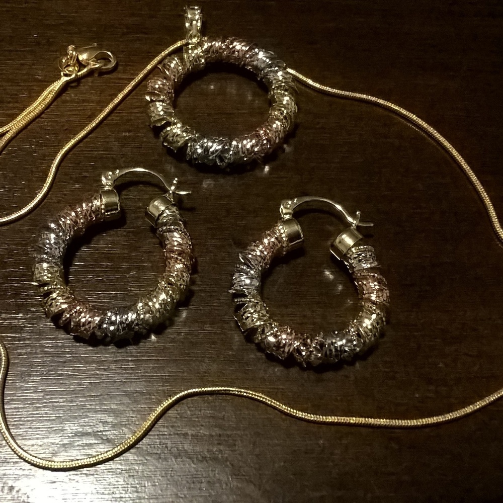 2 pcs Multi Color Gold Filled Circle Jewelry Set